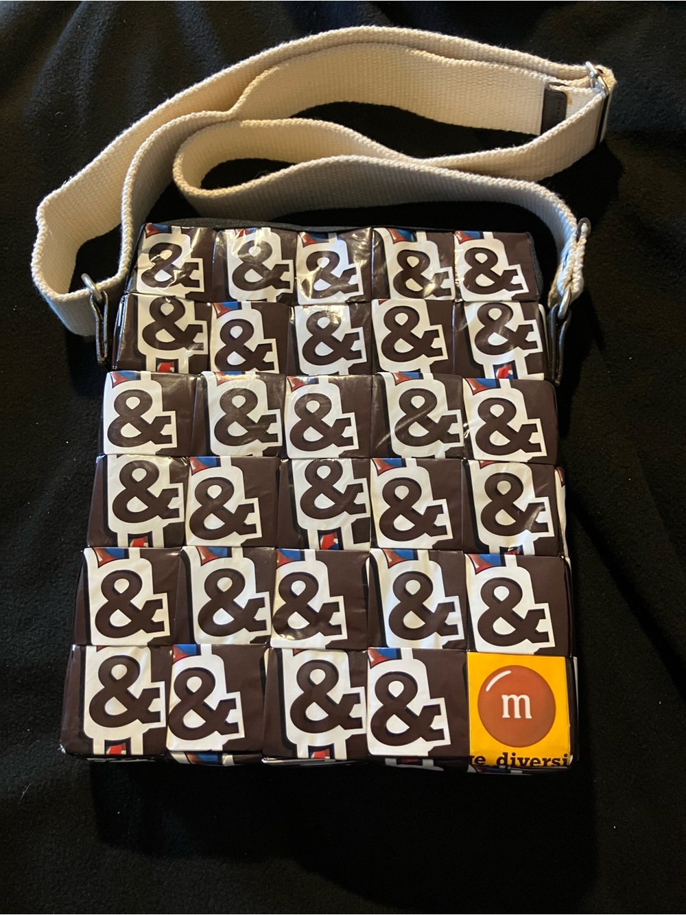Mitz M&M’S Candy Wrapper Crossbody Shoulder Bag Handwoven Signed Teresa